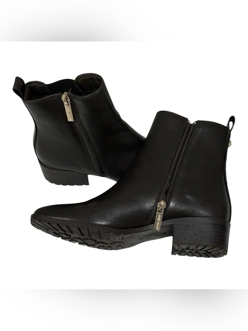Anne Klein Carra Women's Brown Leather Round Toe Chelsea Ankle Boots Zip US 7 M - Picture 5 of 7
